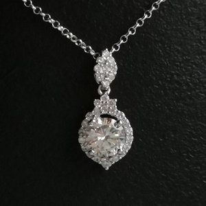 sterling silver cz pendant necklace